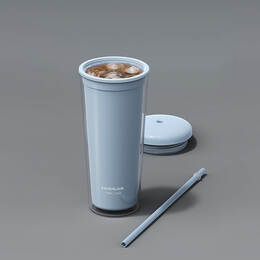 Ly Nhựa 2 Lớp Locknlock Kèm Ống Hút Macaron Double Wall Cold Cup 750ml 3 Màu (Xanh Mint, Xanh Da Trời, Hồng) - HAP533